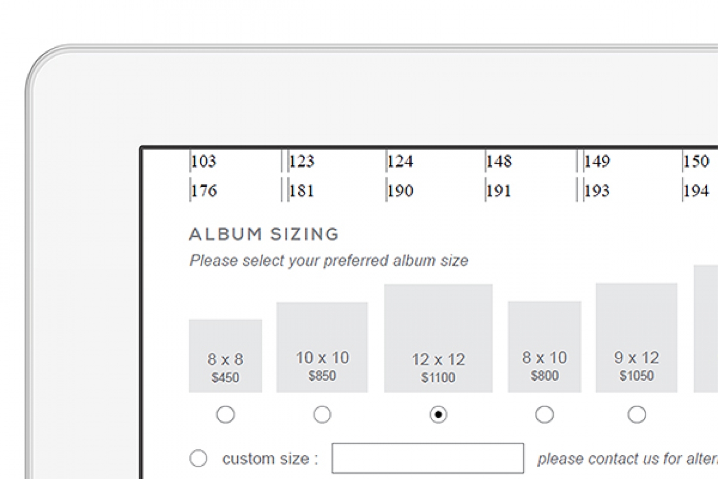 Interactive Album Ordering Form Photography